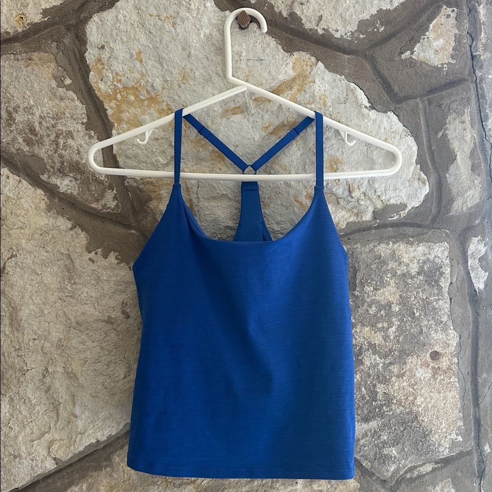 Outdoor Voices Blue Tech Sweat Move Free Cropped Padded Tank Top large